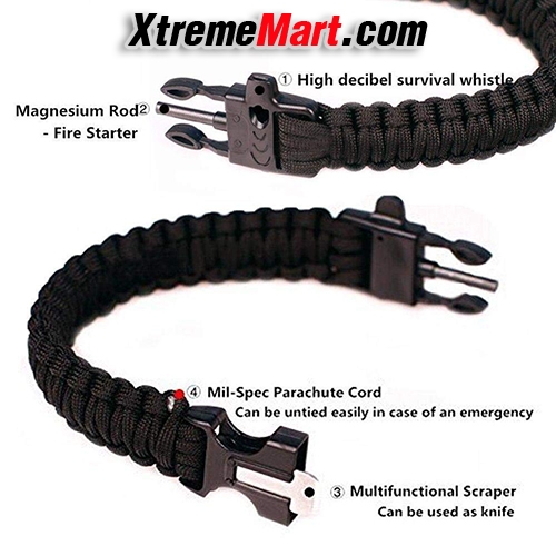 กำไลเชือกรัดข้อมือ สายรัดข้อมือ Paracord ช่วยชีวิต/กู้ภัย Paracord Survival Bracelet Fire Starter (ลายพรางสีน้ำตาลอ่อน)