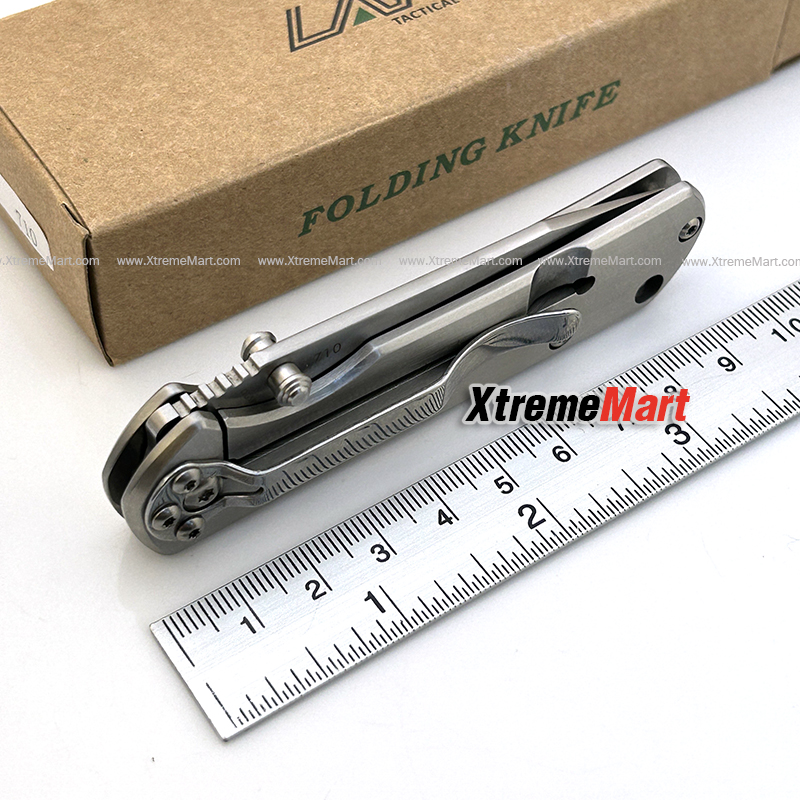 มีดพับ LAND รุ่น 710 ใบมีดสแตนเลส ระบบ Frame Lock Stainless Steel Folding Knife(ด้ามเงิน ใบเงิน)