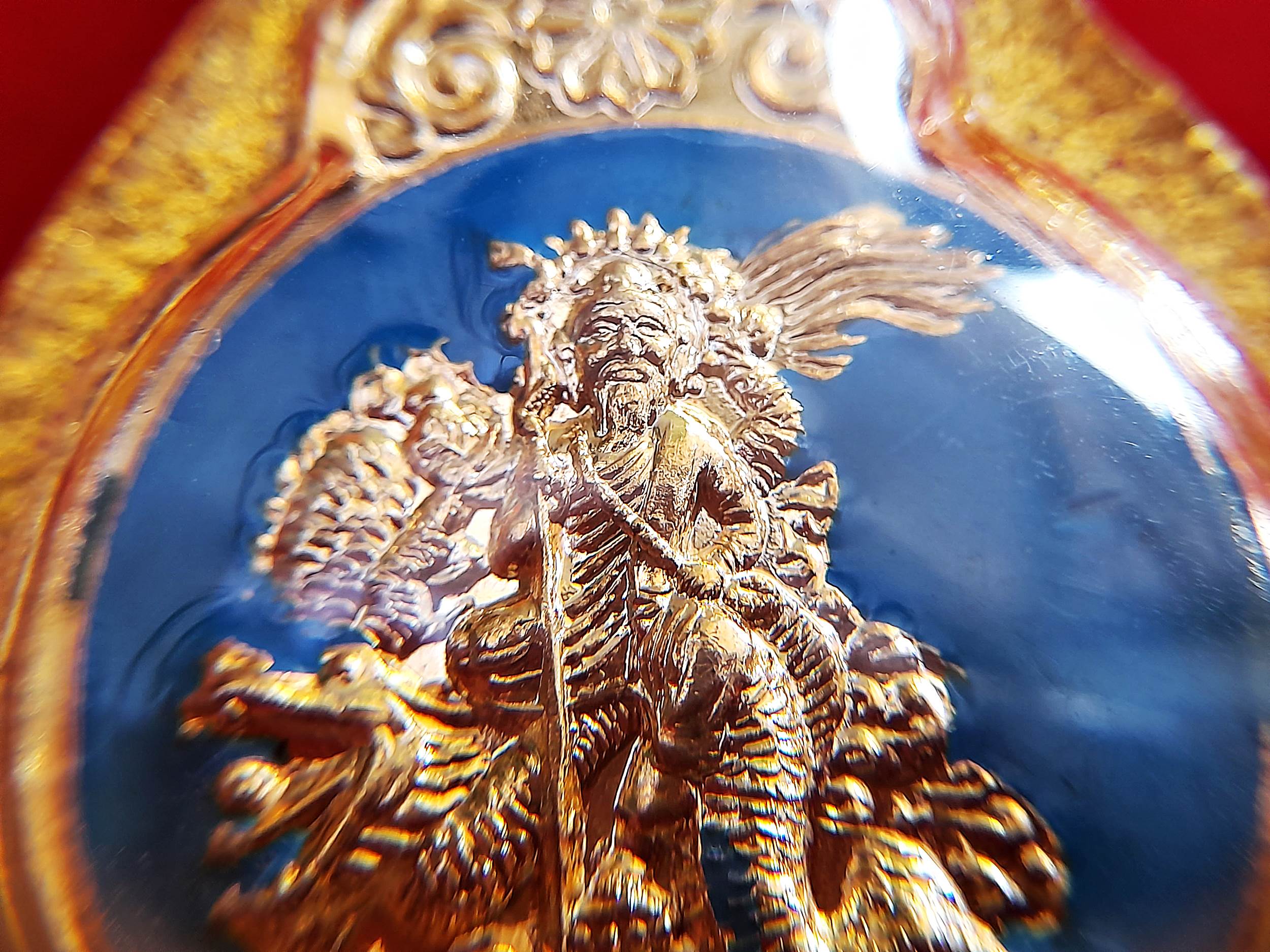 เหรียญหลวงปู่มังกรขาว รุ่น2 ปี2540 (ฉลองตำหนัก ลงยาแบบโบราณ) (อาจารย์กิมน้ำ) ศรีราชา จ.ชลบุรี เนื้อกะไหล่เงิน ลงยาฟ้า