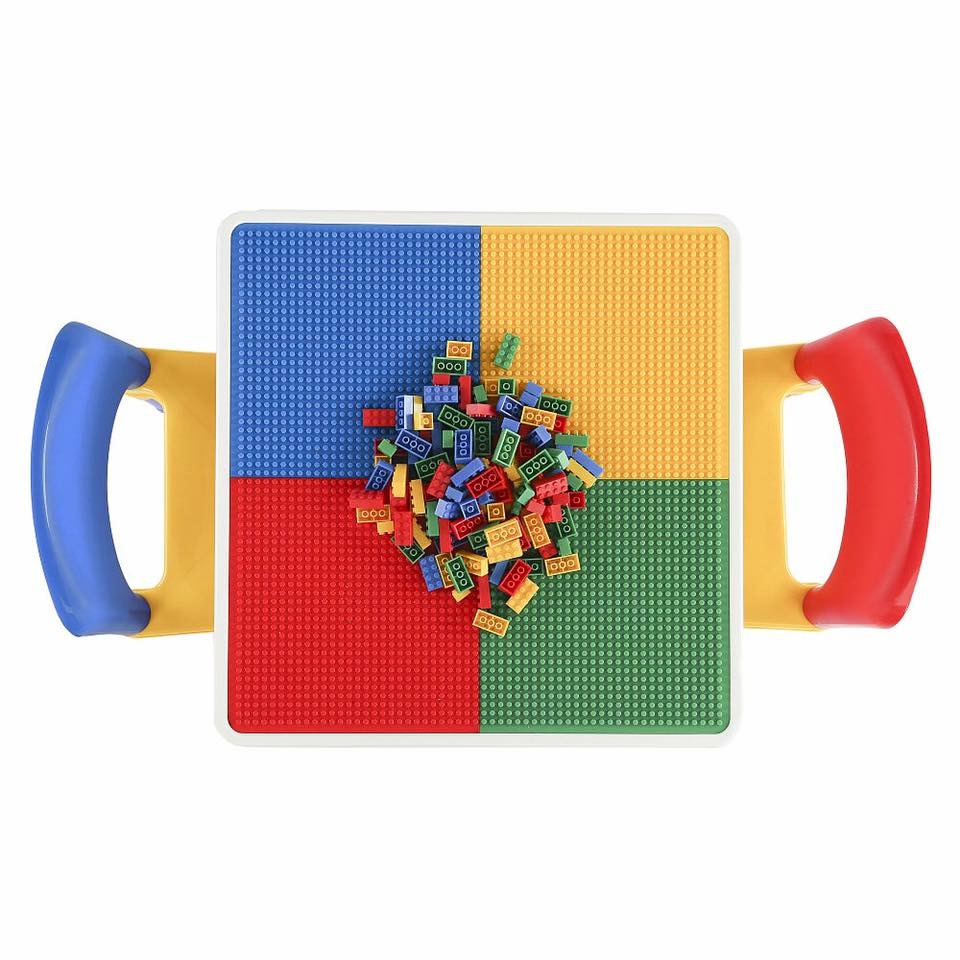 *ตำหนิ* โต๊ะเลโก้เอนกประสงค์ทรงเหลี่ยม Tot Tutors 2-in-1 Plastic LEGO Compartible Activity Table & 2 Chairs Set