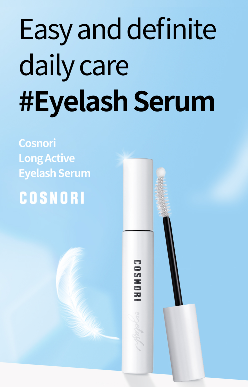 Cosnori Long Active Eyelash Serum 9g เซรั่มบำรุงขนตาสุดฮอตจากเกาหลี การันตีด้วยรางวัล HwaHae Beauty Award เนื้อเซรั่มบางเบาไม่หนักขนตา พร้อมช่วยบำรุงให้ขนตาแข็งแรง ไม่หลุดร่วงง่าย พร้อมเร่งการขึ้นใหม่ของขนตา ทำให้ขนตาหนาขึ้นและเรียงตัวสวย แปรงที่ออกแบบมาเ