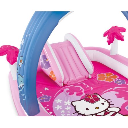 สระน้ำเป่าลมพร้อมสไลเดอร์และน้ำพุ Intex Hello Kitty Play Center