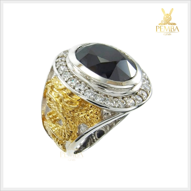 แหวนนิลแท้ เงินแท้925 ชุบทองคำขาว ตัวเรือนสุดเก๋ลายมังกร