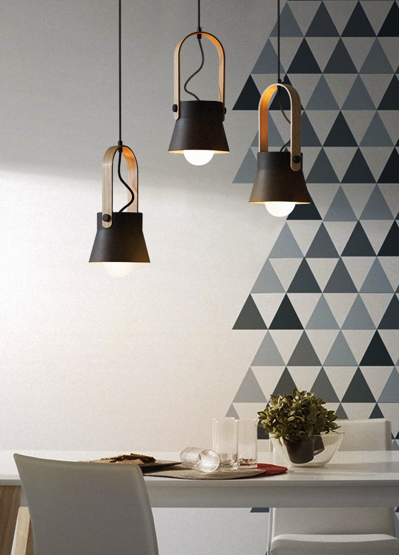 โคมไฟแขวนเพดานหูโคมลายไม้ทรงตัว U สไตล์นอร์ดิก [DY8678]