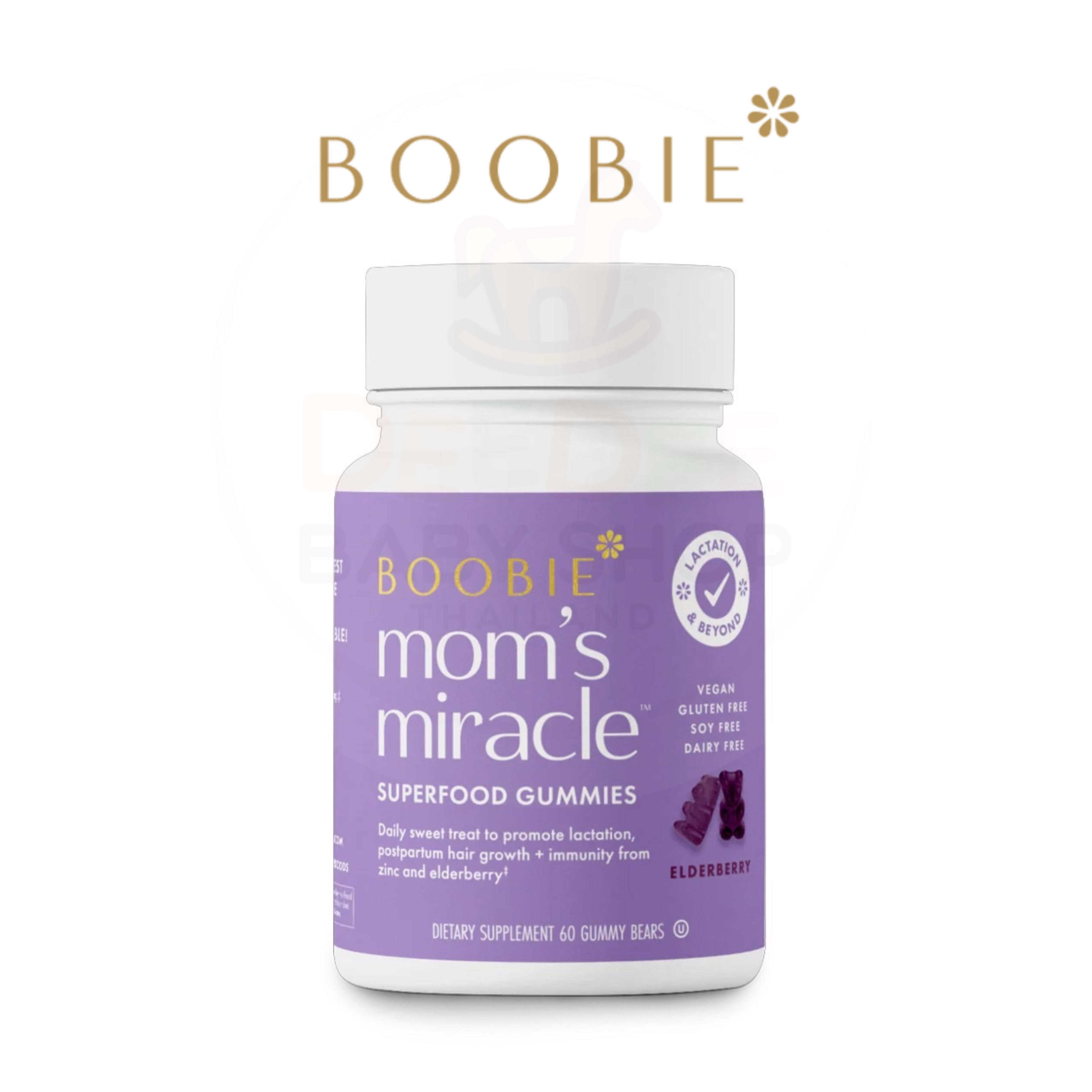กัมมี่กระตุ้นการผลิตน้ำนมพร้อมบำรุงร่างกายคุณแม่ BOOBIE* Bears Mom's Miracle Superfood Lactation Gummies (60 Gummies)