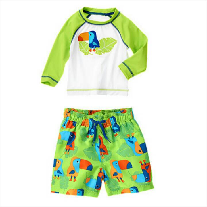 ชุดว่ายน้ำเด็กชายเสื้อและกางเกง Gymboree Toucan Rash Guard for Baby & Swim Trunk กันรังสียูวี 50+ ไซส์ 4 ปี