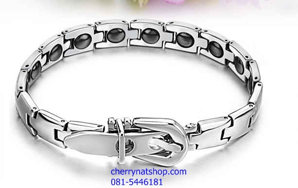 พร้อมส่งสร้อยข้อมือแม่เหล็กเพื่อสุขภาพ สร้อยไทเทเนียมเจอรเมเนียม สร้อยประจุลบ รุ่นM