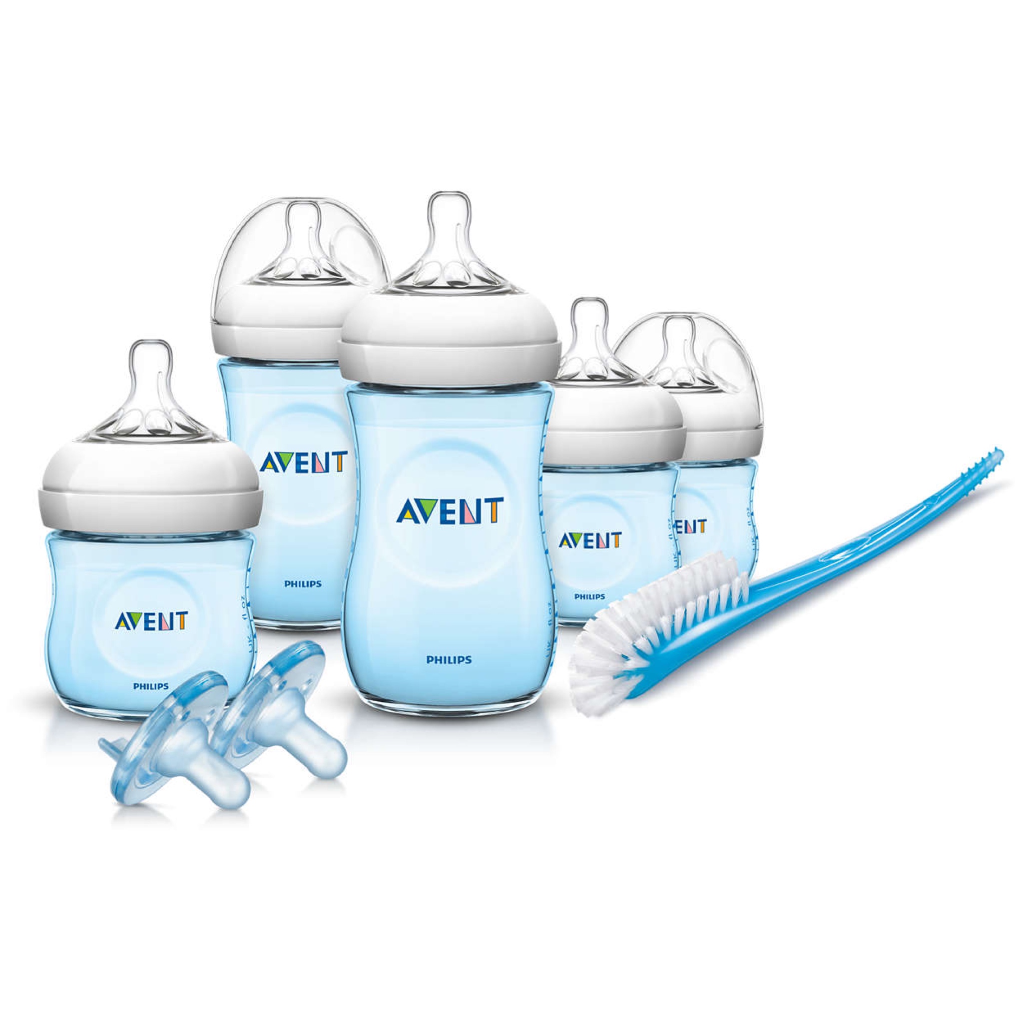 ชุดขวดนมพร้อมอุปกรณ์ทำความสะอาด Philips AVENT Newborn Starter Gift Set - Natural (Blue)