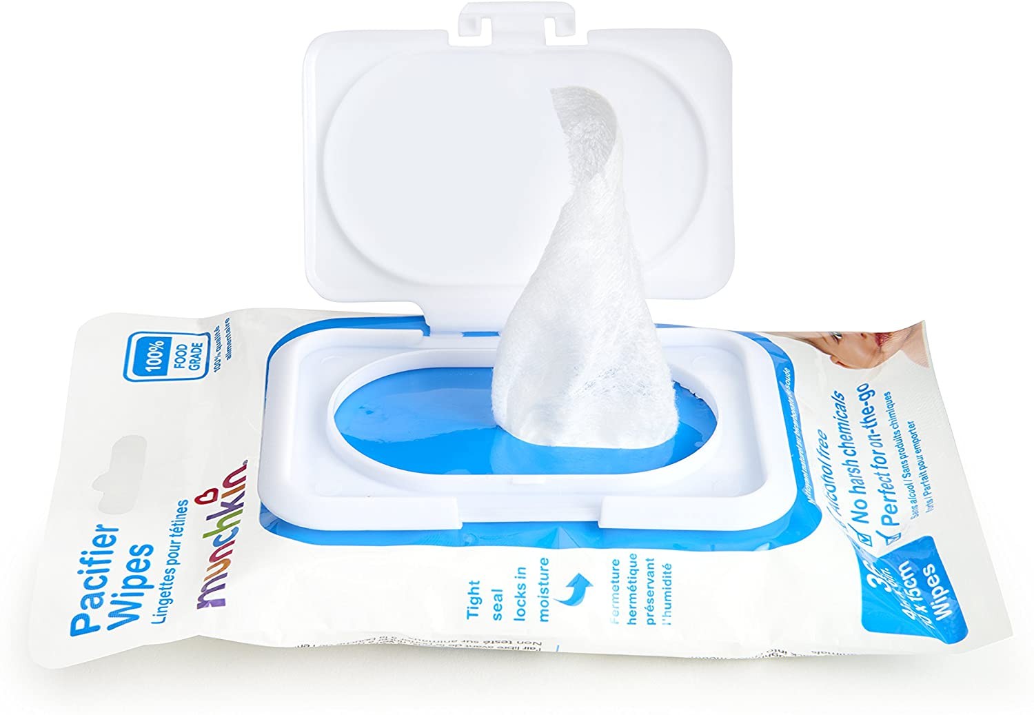 กระดาษเปียกสำหรับทำความสะอาดจุกนม จุกหลอก ยางกัด Munchkin Arm & Hammer Pacifier Wipes