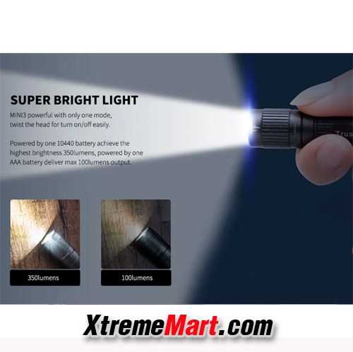 ไฟฉาย TrustFire MINI3 CA18-3X LED Glare Small Flashlight Keychain (*แถมฟรี แบตอัลคาไลน์ AAA 1 ก้อน) 350lm - Black