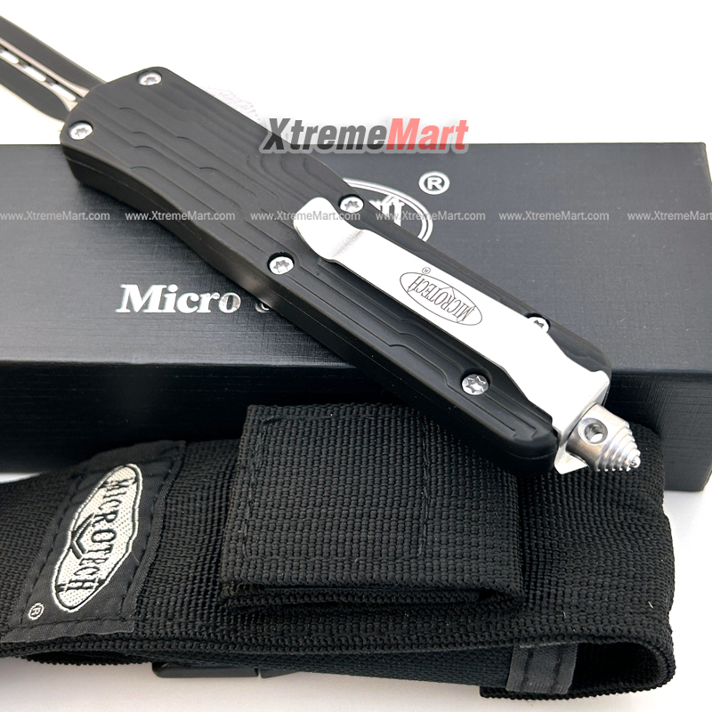 มีดสปริงตรงขนาดใหญ่ Microtech คม 2 ด้าน ด้ามลายเส้น Combat Troodon 00556 D/E Automatic Knife Camping Tool (Dual Front)