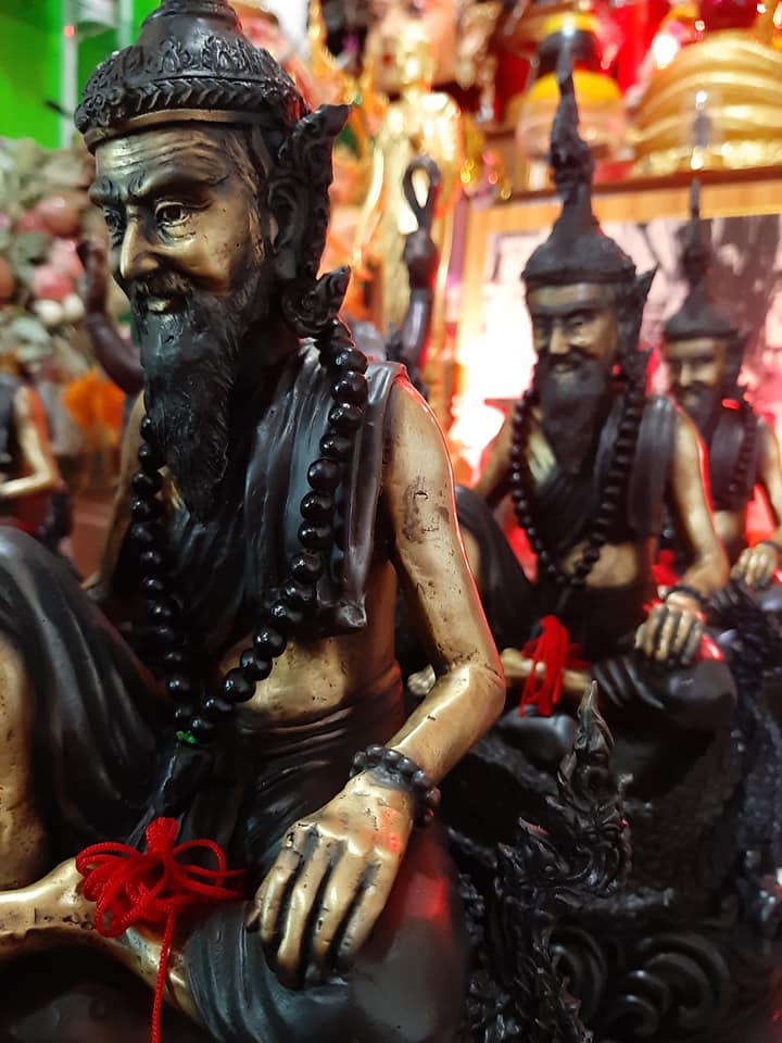 รูปหล่อ ปู่ฤาษีปู่ภุชงค์นาคราช เนื้อทองเหลือง (ขนาด สูง14นิ้ว ฐานกว้าง7.5นิ้ว)