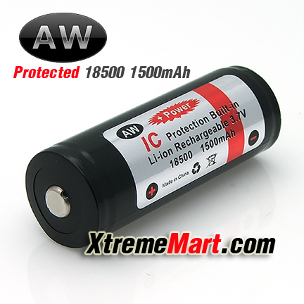 แบตเตอรี่ AW 18500 Li-Ion 3.7V 1500mA มีวงจรป้องกัน