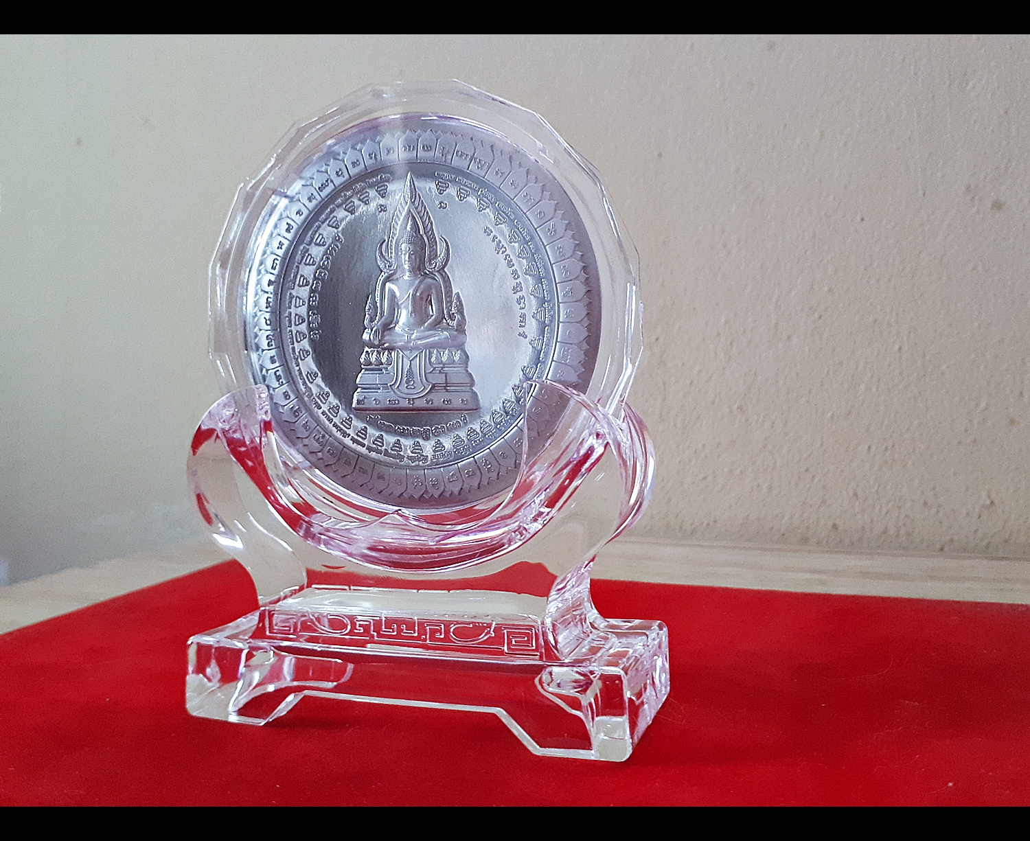 เหรียญพุทธบารมี ยันต์สุริยาทรงกลด(เพื่อความเจริญรุ่งเรื่อง) เนื้อชิน(รับพลังงานรองจากทองคำ) (ขนาด7ซม) รุ่น3 ปี2562 หลวงพ่อเล็ก วัดท่าขนุน (เหรียญสมเด็จองค์ปฐม) #รับประกันแท้