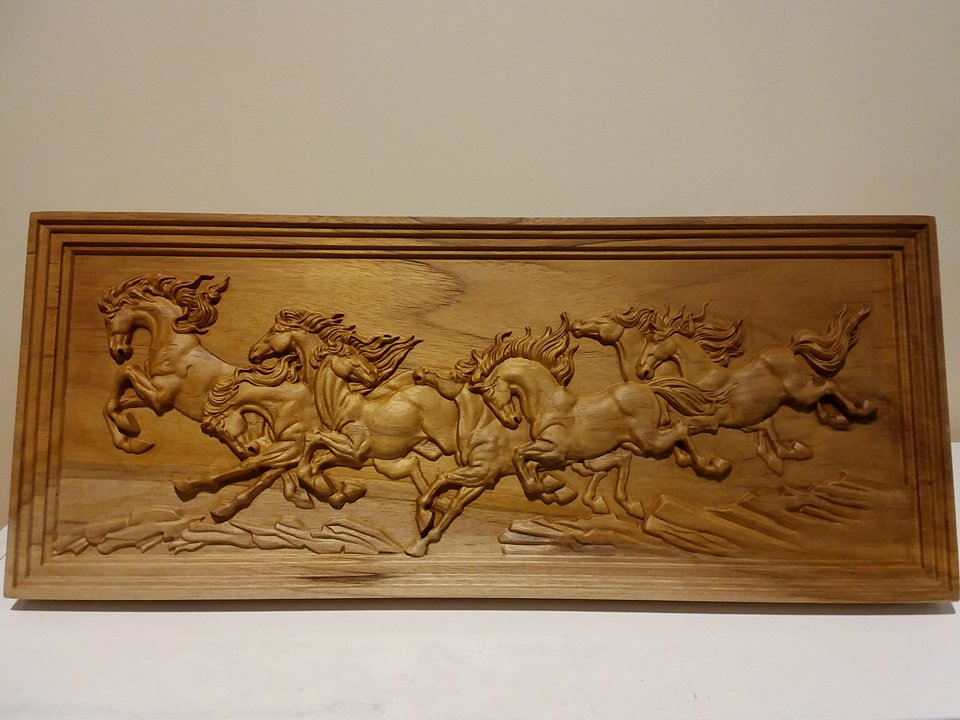 กรอบรูปไม้ ไม้สักแกะสลัก พระแกะสลัก ภาพมงคลเสริมฮวงจุ้ย