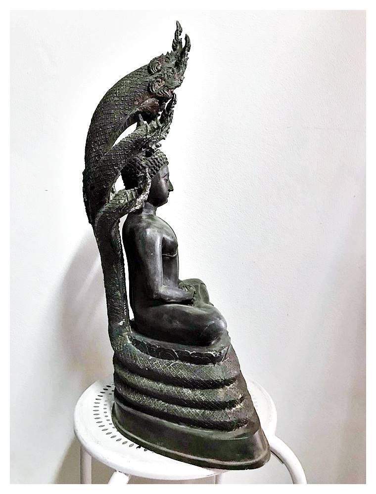 รูปหล่อ พระนาคปรก7หัว (หน้าตัก9นิ้ว สูง27นิ้ว ฐาน12นิ้ว) เนื้อโลหะทองเหลือง