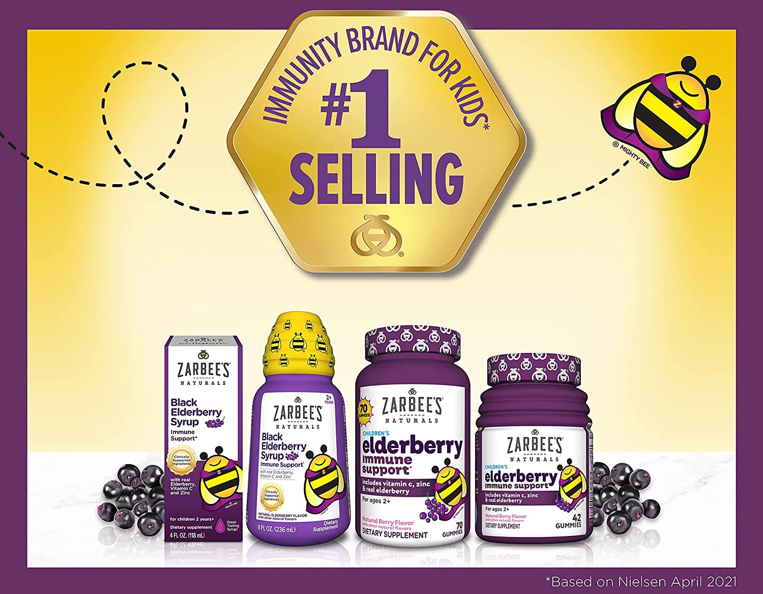 วิตามินเสริมสร้างภูมิคุ้มกันสำหรับเด็ก ZARBEE'S Naturals Black Elderberry Syrup Immune Support