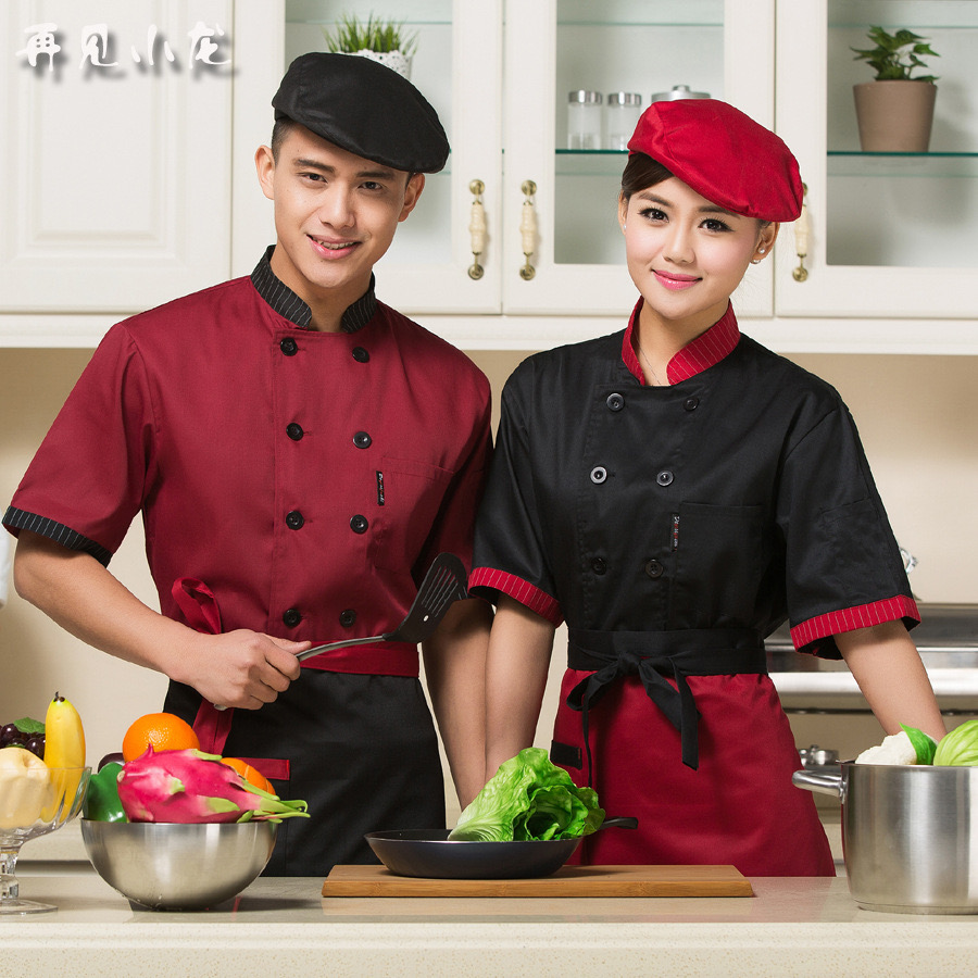เสื้อเชฟ เสื้อพ่อครัว เสื้อแม่ครัว เสื้อพนักงานทำอาหาร เสื้อกุ๊ก C6111004 ดำ แดง เขียว น้ำตาล เทา ขาว M-3XL