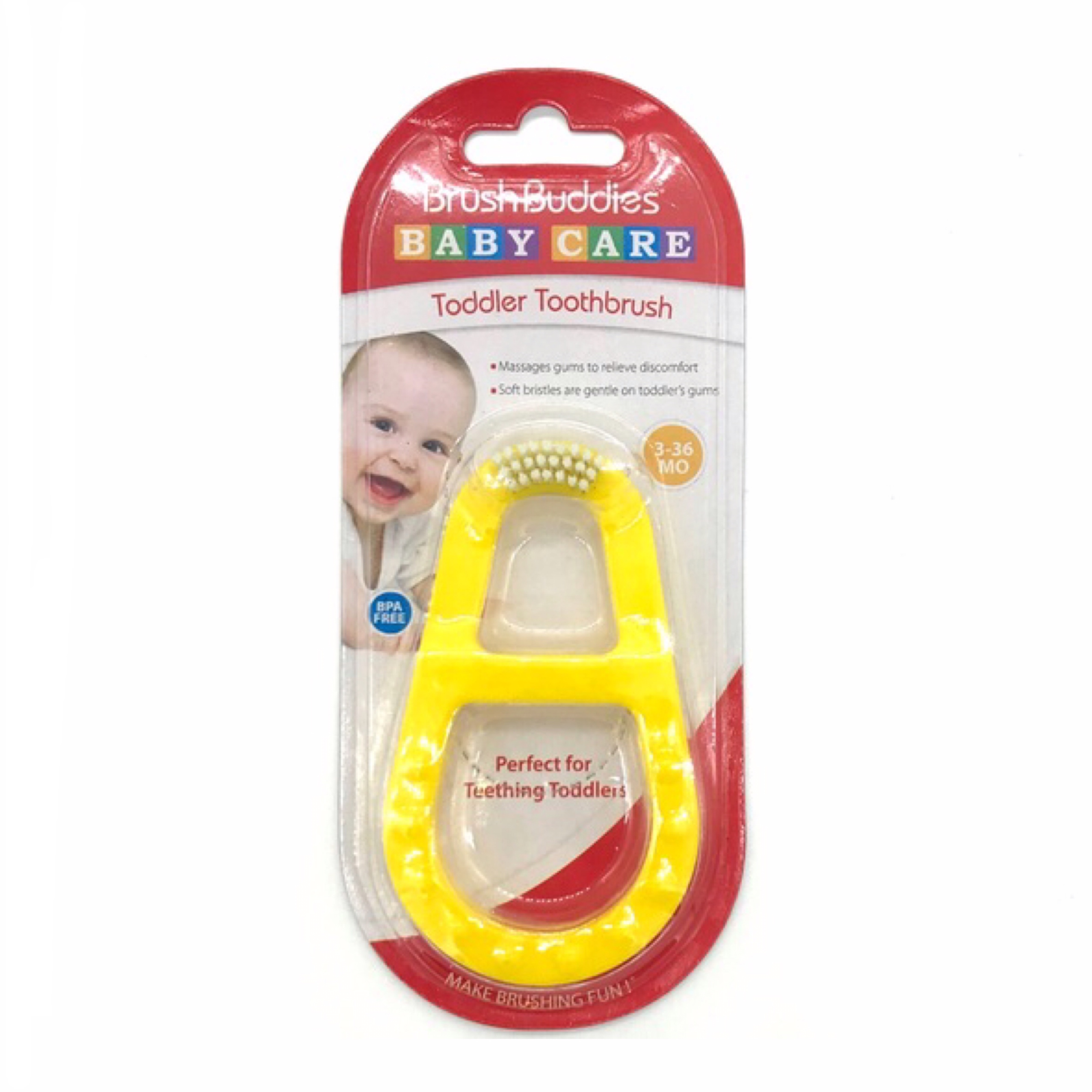 แปรงสีฟันสำหรับทารกและเด็กเล็ก Brush Buddies Baby Care Toddler Toothbrush (Yellow)