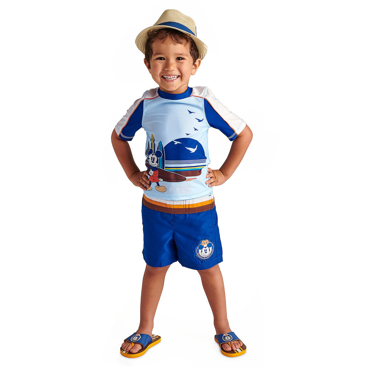 เสื้อและกางเกงว่ายน้ำสำหรับเด็ก Disney Rash Guard and Swim Shorts for Boys (Mickey Mouse)