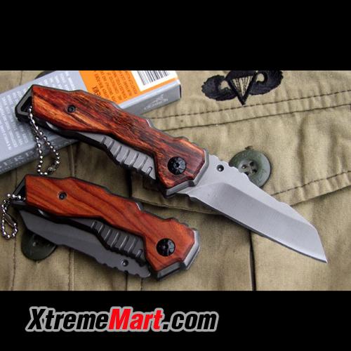 มีดพับ Gerber X27 Mini ลายไม้ Pocket Knife Wood Handle & Titanium Plated Blade
