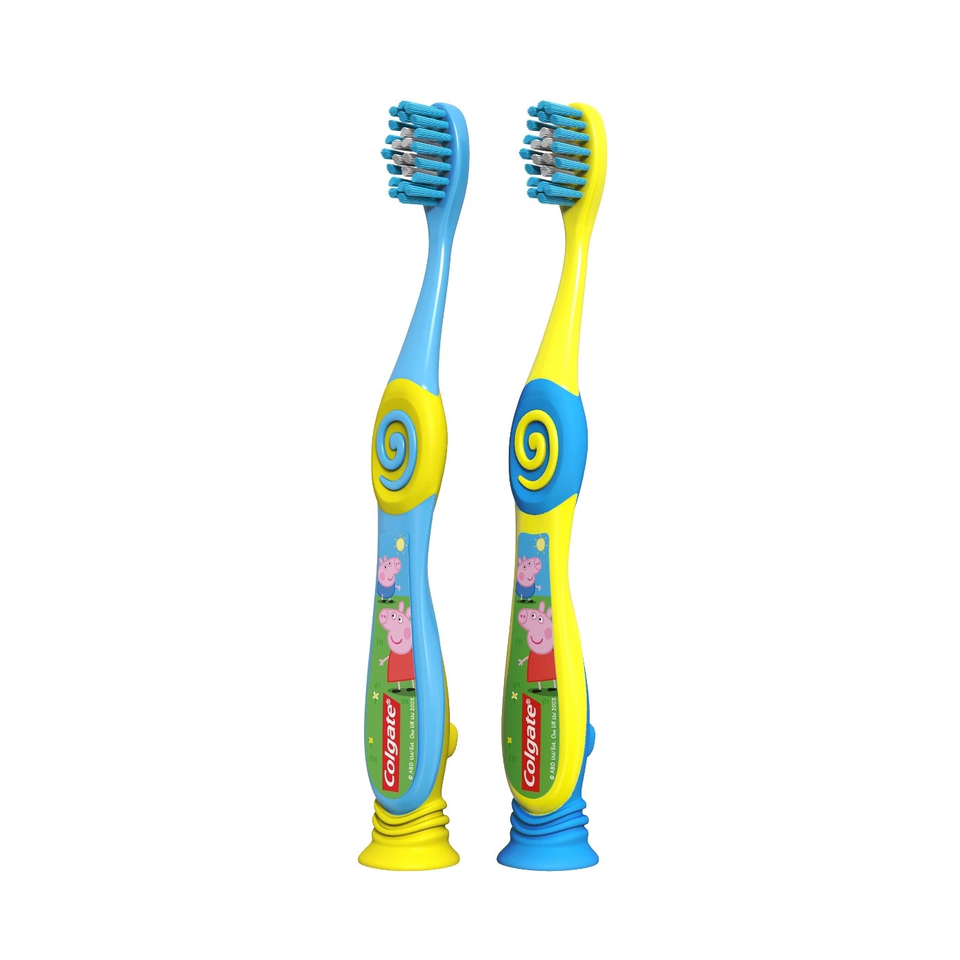 แปรงสีฟันสำหรับเด็กพร้อมฐานตั้งสูญญากาศ Colgate Peppa Pig Kids Toothbrush with Suction Cup (Pack of 2)