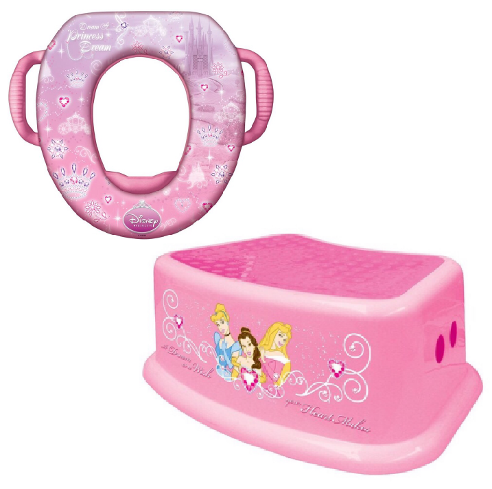 ชุดอุปกรณ์รองนั่งชักโครกพร้อมบันไดสตูล Disney Soft Potty & Step Stool (Disney Princess)