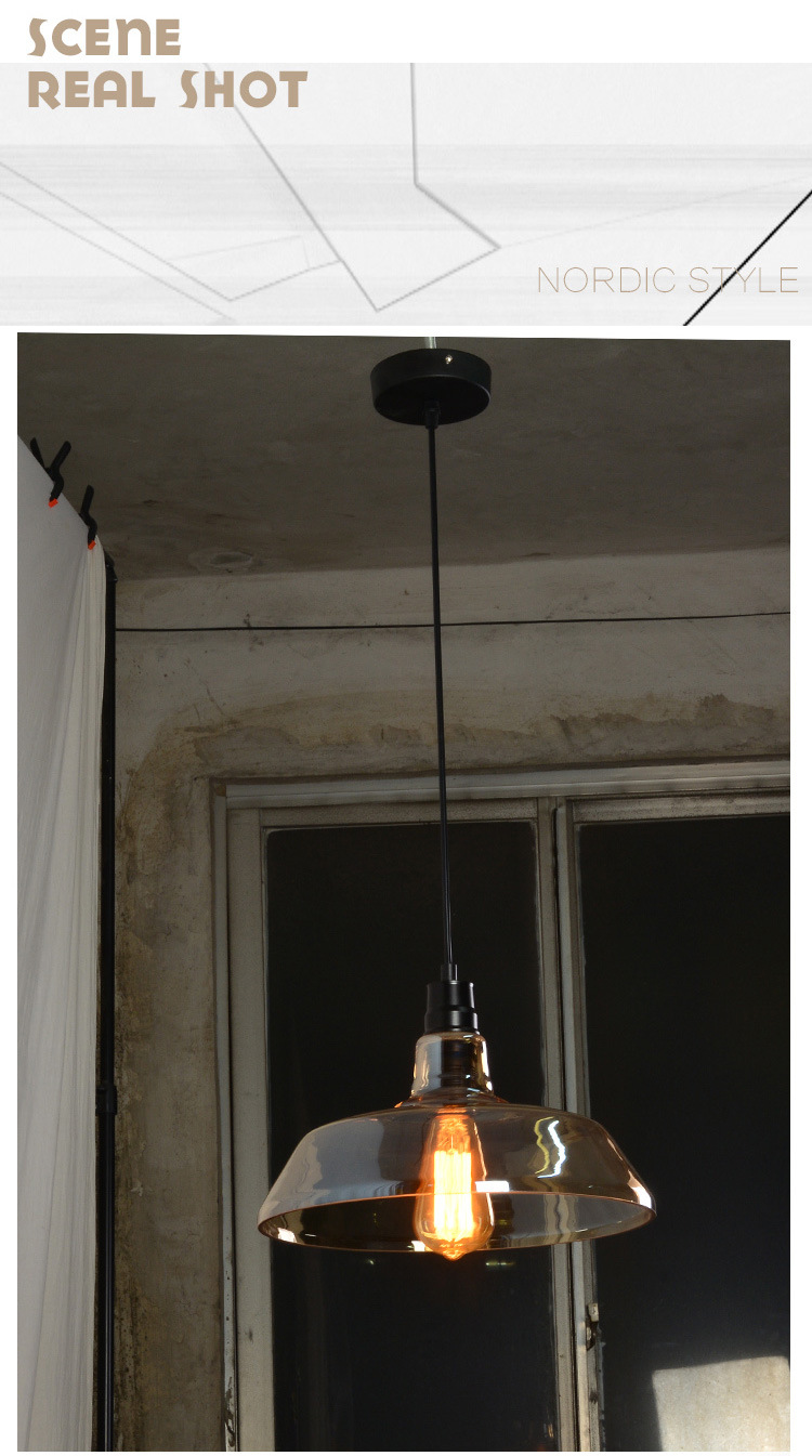 โคมไฟแขวนเพดานแก้ว Loft American [PL039]