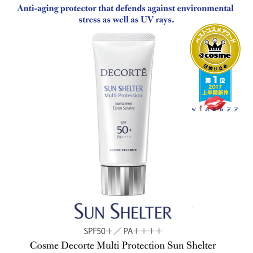 (อันดับ1 Cosme2017, ขนาด35g) Cosme Decorte Sunshelter Multi Protection Sunscreen SPF50+ PA++++ กันแดดเนื้อบางเบา พิเศษย่ิ่งกว่าที่กันฝุ่นได้ และยังลดความเครียดในผิวที่จะทำให้ผิวดูหมอง ดูสุขภาพไม่ดีได้ด้วย