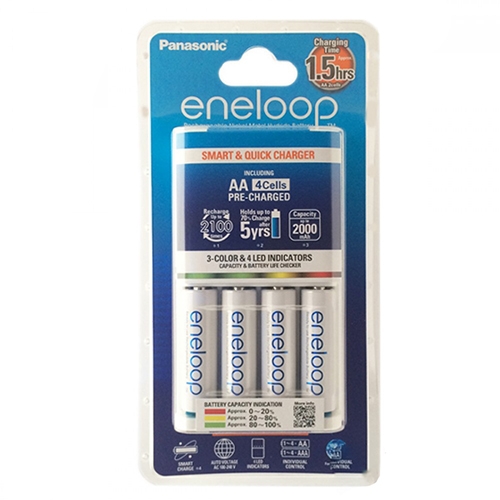 เครื่องชาร์จ Panasonic Eneloop AA, AAA รุ่น K-KJ55MCC40T Quick Charge 1.5hrs แยกชาร์จอิสระพร้อมแบตเตอรี่ชาร์จ AA 1.2V 1900mAh จำนวน 4ก้อน