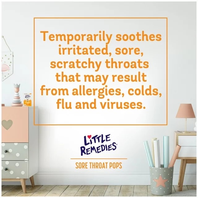 อมยิ้มลดอาการไอและระคายคอสำหรับเด็ก Little Remedies Sore Throat Pops