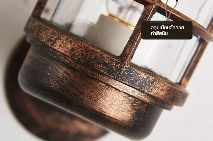 โคมไฟติดผนังภายนอก-ภายใน สไตล์ Industrial มีแก้วใสครอบ [BH023]
