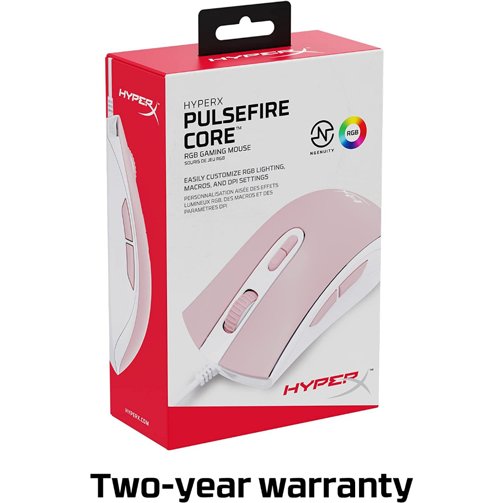 HYPER X MOUSE PULSEFIRE CORE RGB (BLACK) (WHITE PINK) Gaming Mouse เม้าส์เกมมิ่ง
