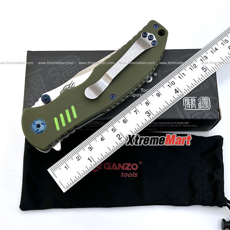 Ganzo 7511 Firebird G7511 ใบมีด 440C ด้าม G10 สีเขียว 58-60HRC Survival Camping มีดยุทธวิธี EDC (เล่มละ)