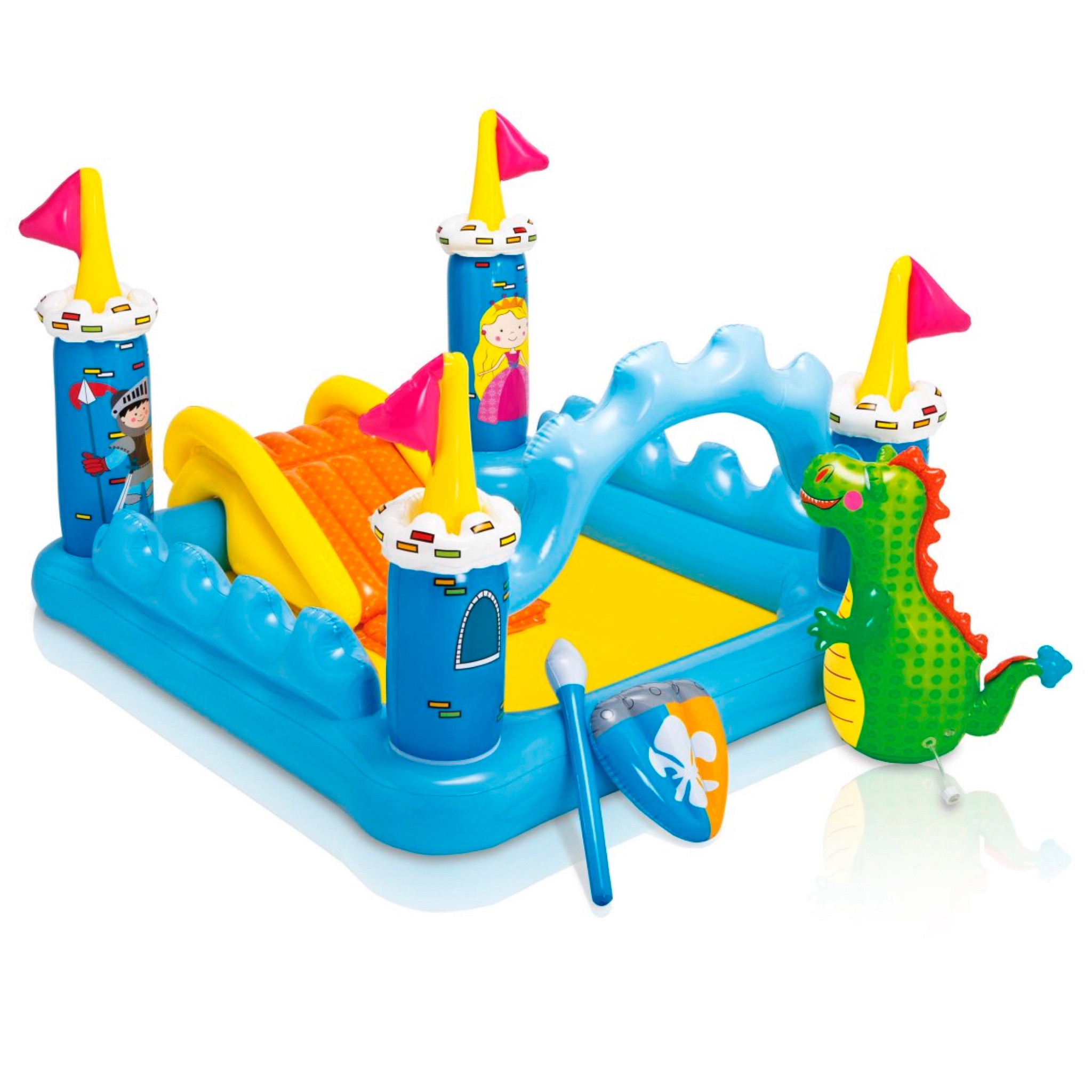 สระน้ำเป่าลมพร้อมสไลเดอร์และน้ำพุ Intex Fantasy Castle Play Center