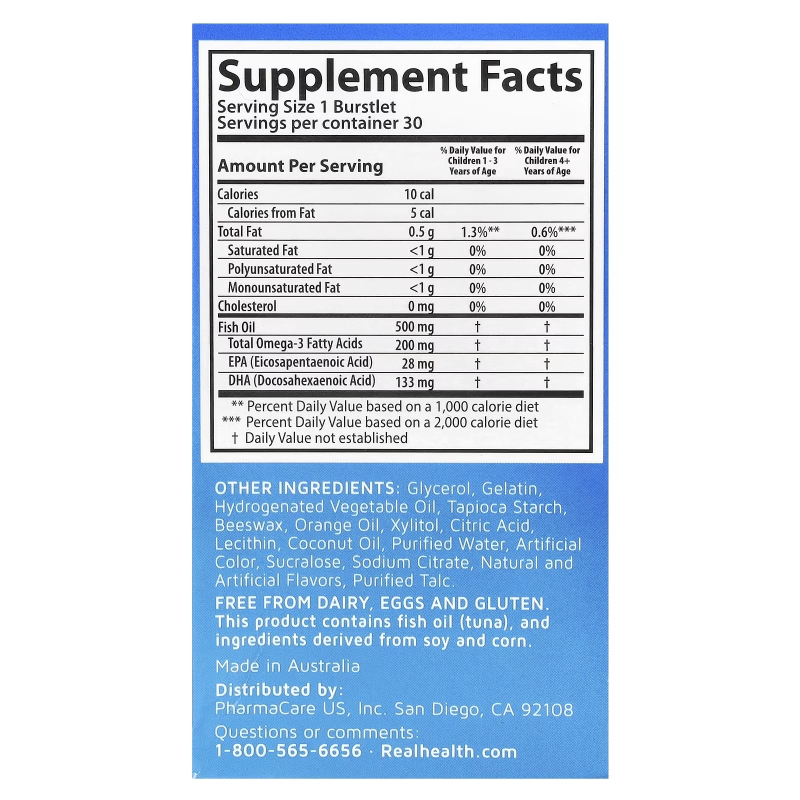 น้ำมันปลาสำหรับเด็ก REAL HEALTH Kids Smart Hi DHA-Omega3 Fish Oil