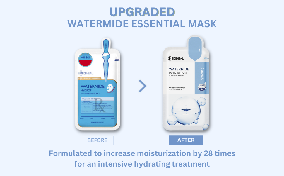 (1 แผ่น) Mediheal Watermide Essential Mask เมดิฮีลแผ่นมาส์ก อุดมด้วยสารสกัดธรรมชาติ Water Active 3 ชนิด ช่วยฟื้นฟูผิวแห้ง หมองคล้ำ ให้กระจ่างใส เติมเต็มผิวขาดน้ำให้กลับมาชุ่มชื้นอีกครั้ง ซึมซับเร็ว ไม่ทิ้งความเหนอะหนะ