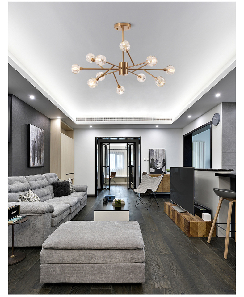 โคมไฟติดเพดานลายกิ่งคริสตัลสีทอง LED G4 [CRS18]