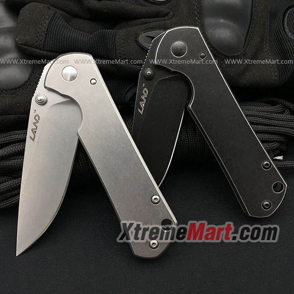 มีดพับ Land รุ่น 810 ของแท้ 100% ใบมีดสแตนเลส ระบบ Liner Lock Stainless Steel Folding Knife (ใบเงิน ด้ามเงิน)