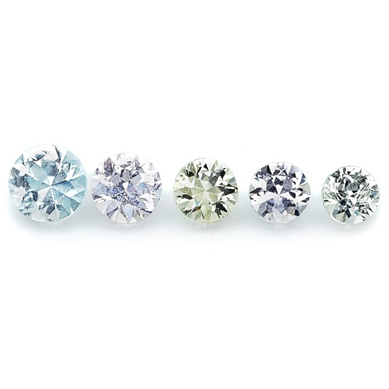 Diamond Cut Pastel Sapphire พลอยเนื้อแข็ง สีพาสเทล หวานสวย กลมก้นเพชร น้ำหนักรวม 1.42 กะรัต ขนาดใหญ่สุด 4.5 มิล และขนาดเล็กสุด 3.3 มิล