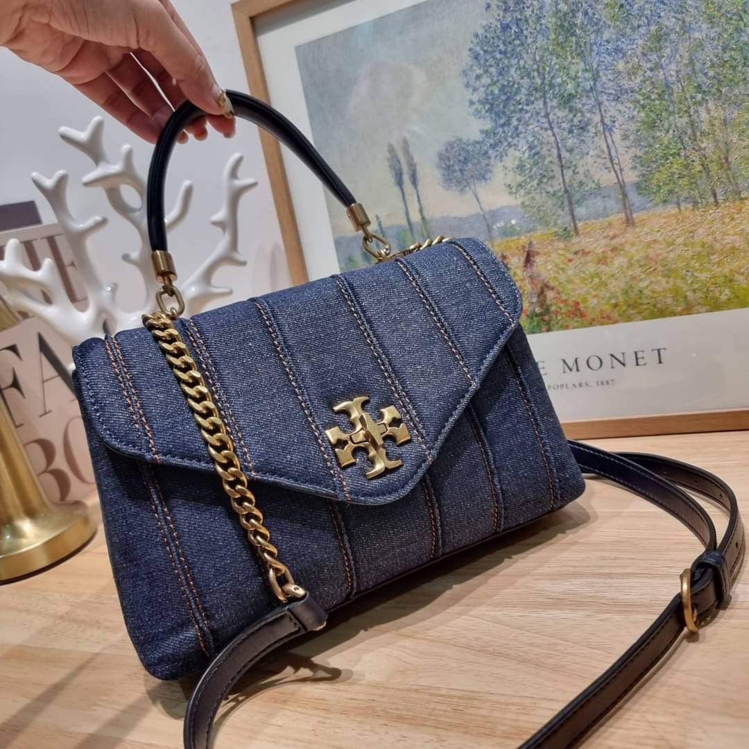 TORY BURCH KIRA DENIM SMALL SATCHEL (แอดไลน์ก่อนสั่งซื้อ)