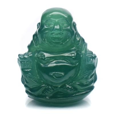 Natural Chalcedony (Chrome) พลอยโมรา แกะสลัก Carving รูปพระสังกัจจายน์ หนัก 15.34 กะรัต สีเขียวเข้ม สี top สีเหมือนหยก มองตาเปล่าไม่มีตำหนิ แกะสลักสวย