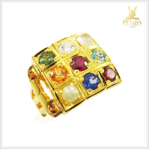 แหวนทองนพเก้าแท้ เพชรแท้ โดดเด่นเต็มๆ นิ้ว(สามารถสั่งทำได้ค่ะ)