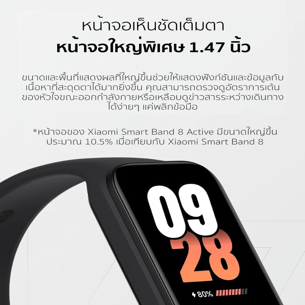 Xiaomi Mi Band 8 Active Smart Band 8 นาฬิกาสมาร์ทวอทช์ จอแสดงผล 1.47" การวัดออกซิเจนในเลือด smart watch