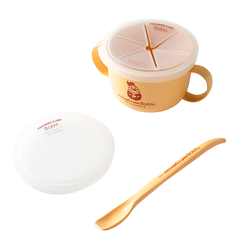 ชุดถ้วยบรรจุอาหารว่างพร้อมช้อนจากข้าวโพดปลอดสารพิษ Mother's Corn Baby 4 Way Snack Cup Set