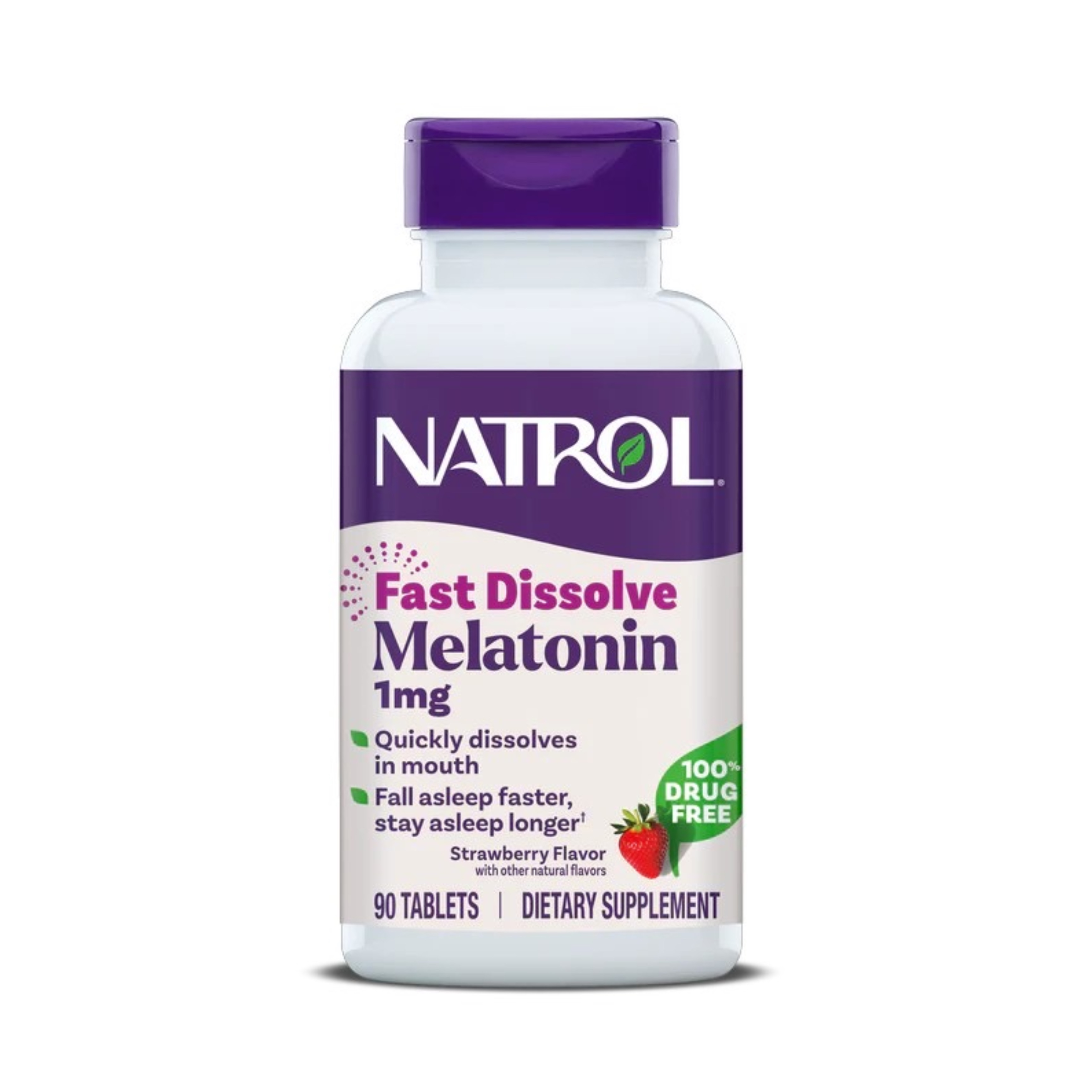 ผลิตภัณฑ์เสริมการนอนหลับแบบเม็ดอมละลายสำหรับผู้ใหญ่ NATROL Sleep Melatonin - Fast Dissolve 1mg