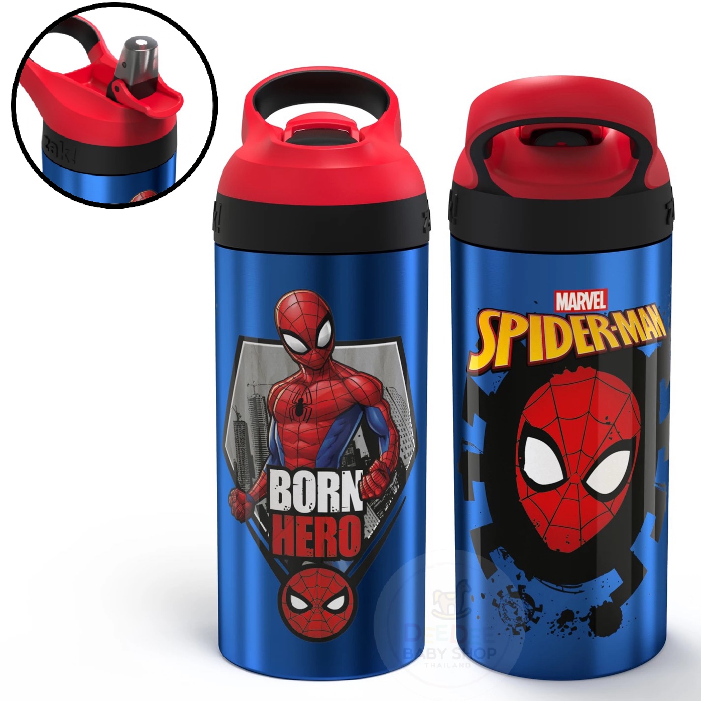 กระติกน้ำเสตนเลสสำหรับเด็ก Zak! Spider-Man 19.5 Oz. Stainless Steel Water Bottle