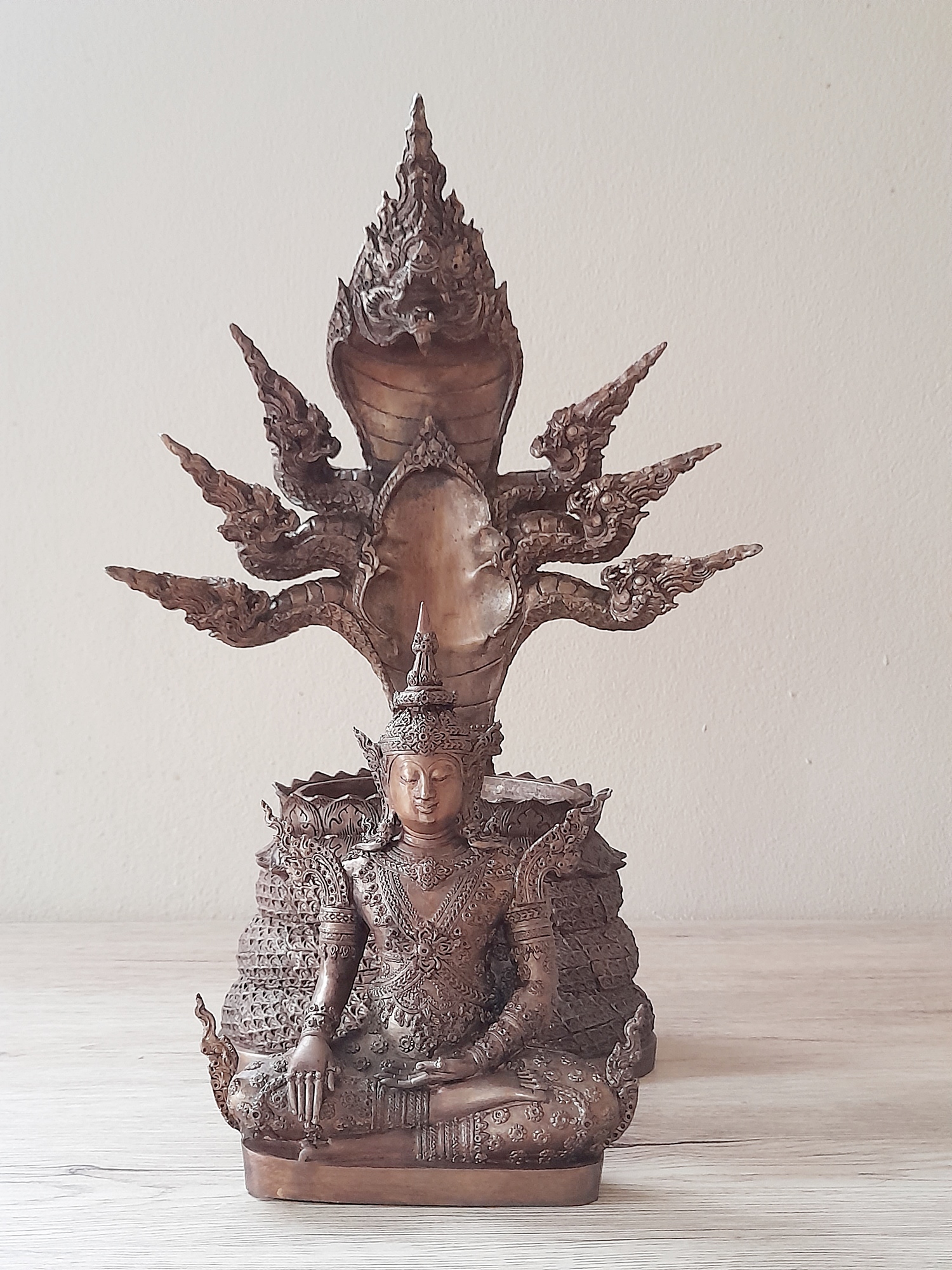 รูปหล่อ พระพุทธรูป สมเด็จองค์ปฐม ทรงเครื่องจักพรรดิ์ ปางพระนาคปรก (พระพุทธวิโมกข์มุนี หน้าตัก 5นิ้ว) ปี2560 #รับประกันแท้ - หลวงพ่อหนุน วัดพุทธโมกข์