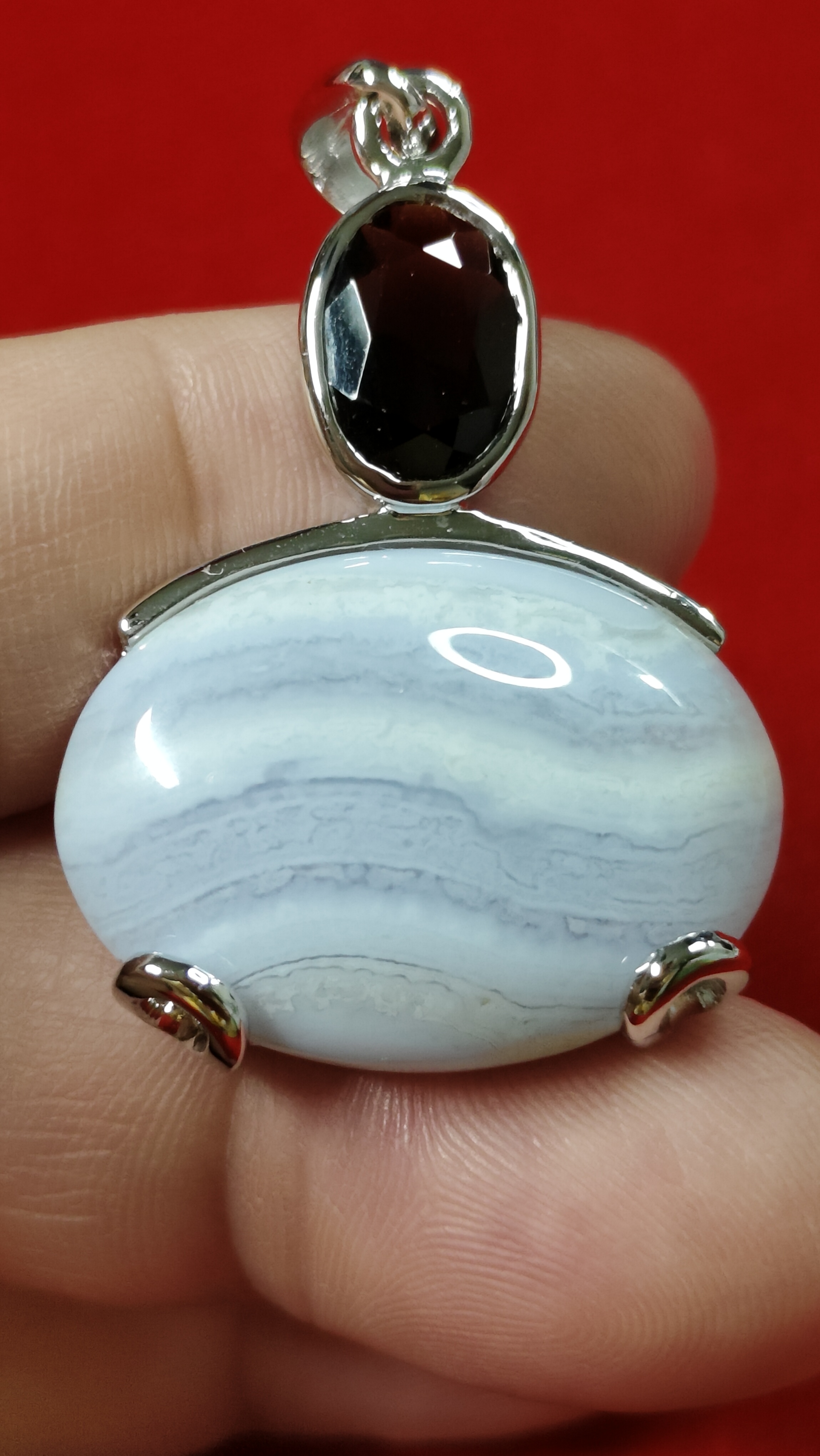 #จี้หินโกเมน-บลูเลซอาเกต รหัสC-033