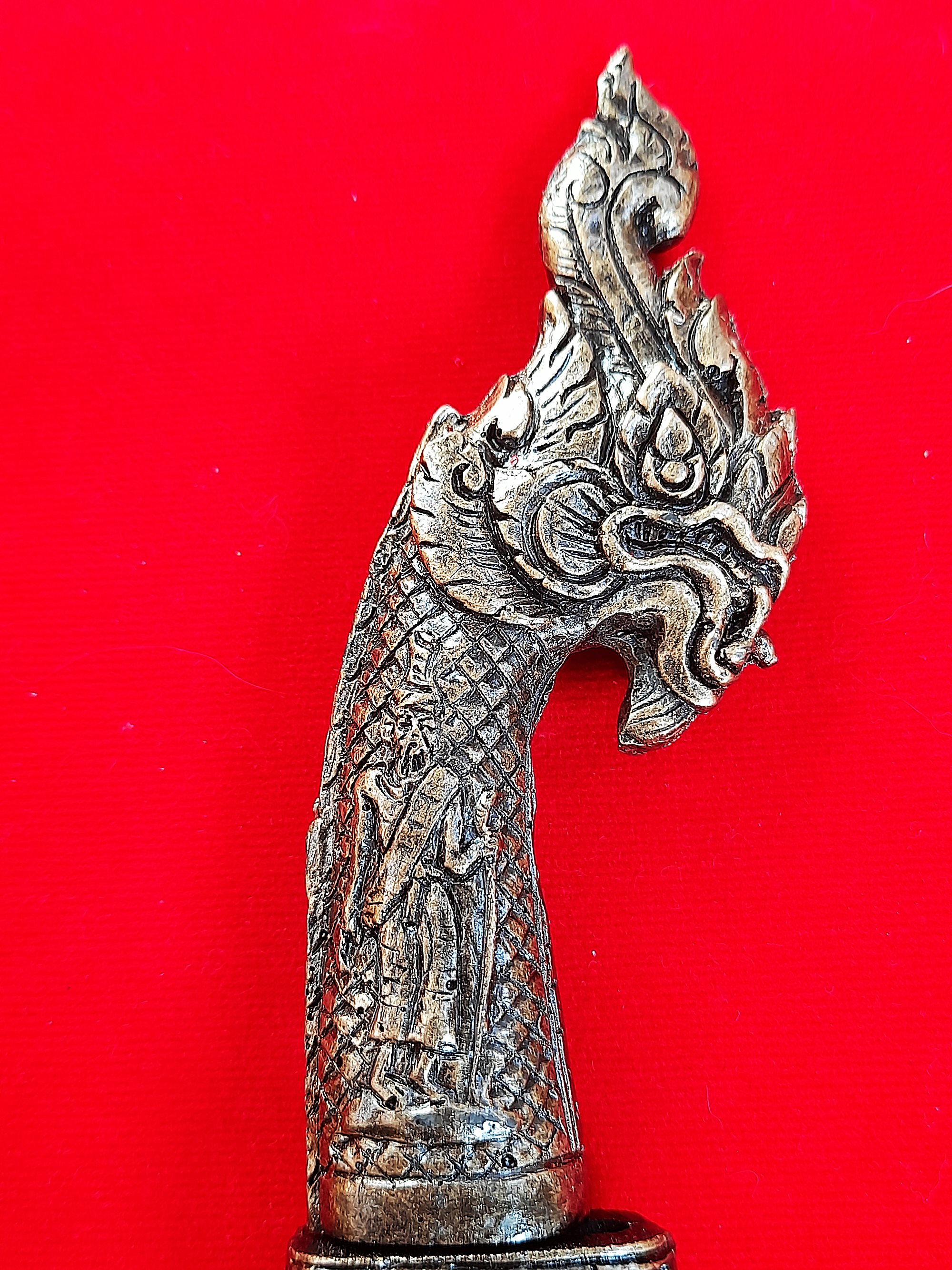 มีดหมอ เหล็กน้ำพี้ หัวด้าม-พญานาค (ปลอกและด้ามทำจากผงเหล็กน้ำพี้ผสมเลซิล) ปี2562 #รับประกันแท้